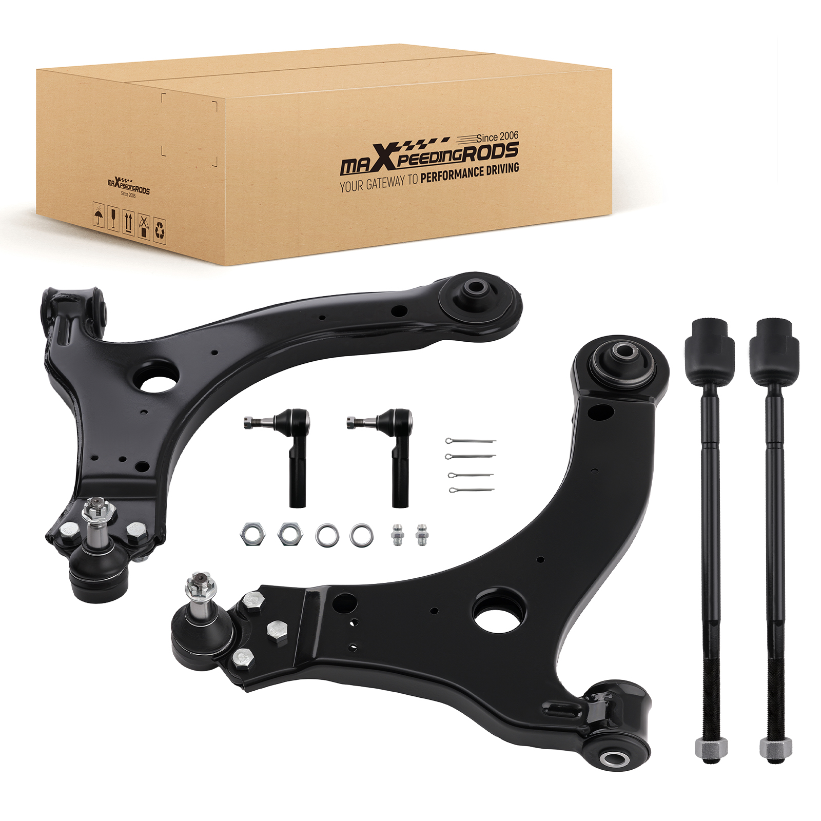 6x Front Lower Control Arms Tie Rods for 2000-2013 Chevy Impala Buick Allure