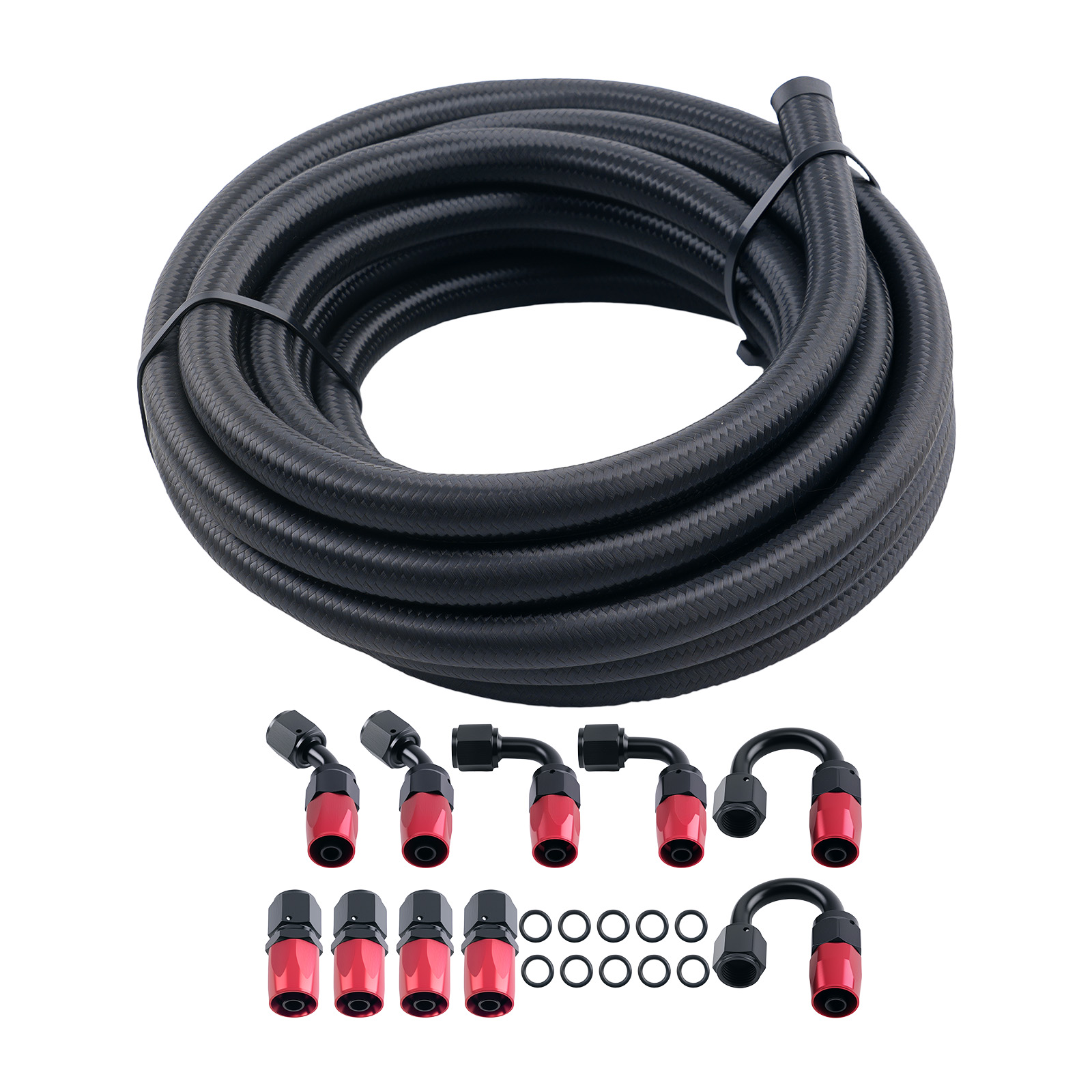 5M AN6 Stainless Steel Braided Oil Fuel Line Hose + Fitting End Adapter Kit Set