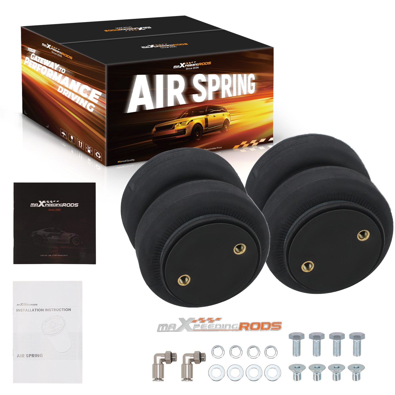 Pair Universal 2500lb Air Suspension Bag for GMC Sierra for Dodge Ram 1500 2500