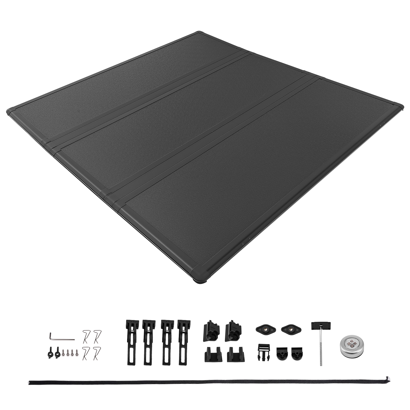 8ft Fold Tonneau Cover for Chevy Silverado GMC Sierra 1500 2500 3500 10-26 W/LED