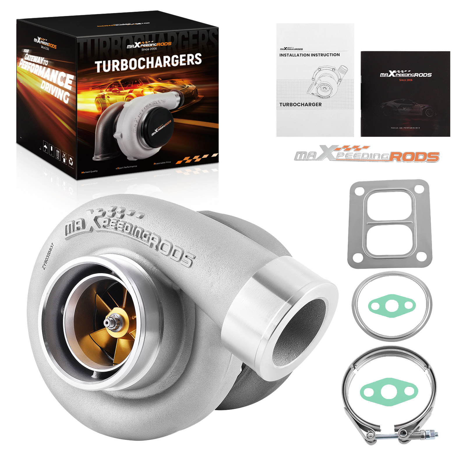 GT45 Billet Wheel Turbo Charger T4 A/R .66 A/R 1.05 V-band For 4-6L Engine