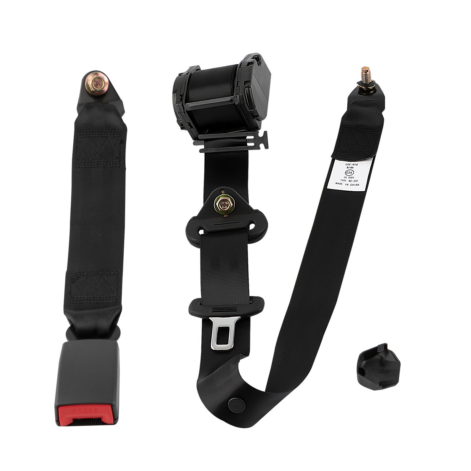 New 3 Point Harness Safety Belt Seatbelt Retractable Black Buckle Belt Universal