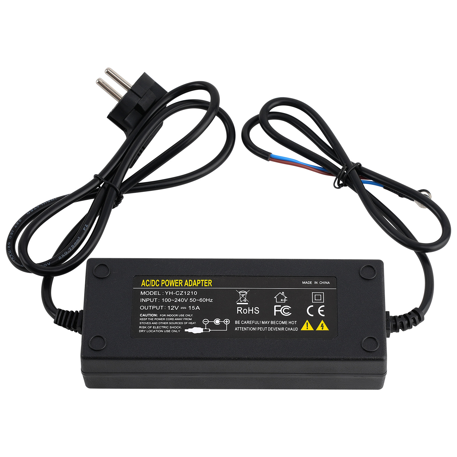 Output 12V 15A AC/DC Stromadapter Power Adapter Black