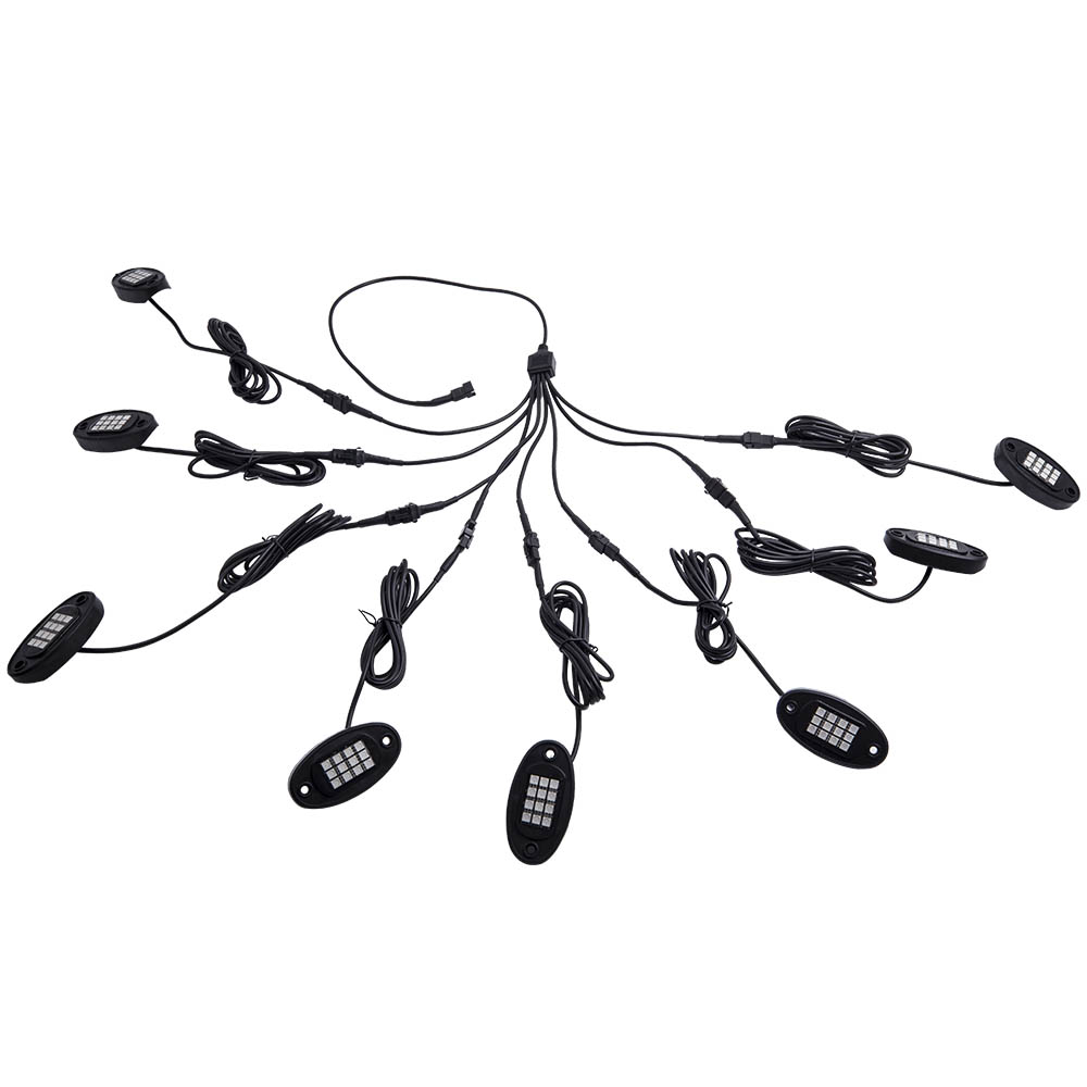 8pcs Pod RGB LED Rock Light Kit Remote Lamp Offroad Truck bluetooth APP Control