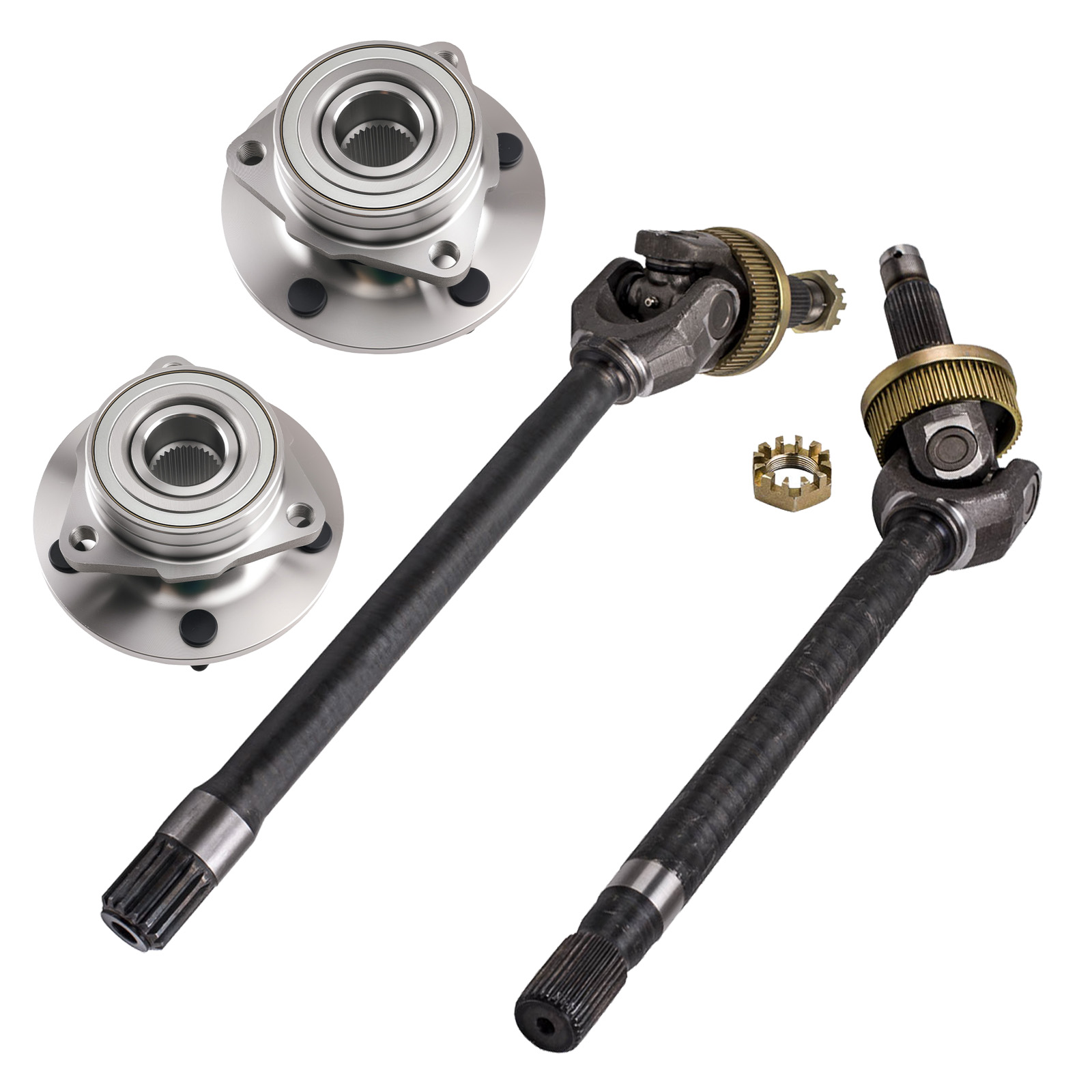 4xFront Driver Passenger Axle Shafts &Wheel Hub For Ram 1500 4WD 1994-97