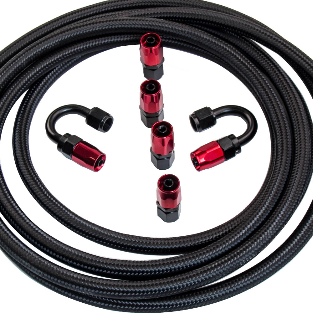 AN6 AN-6 5m Kit d'extrémité de tuyau d'essence tressé Oil Fuel Hose End Kit