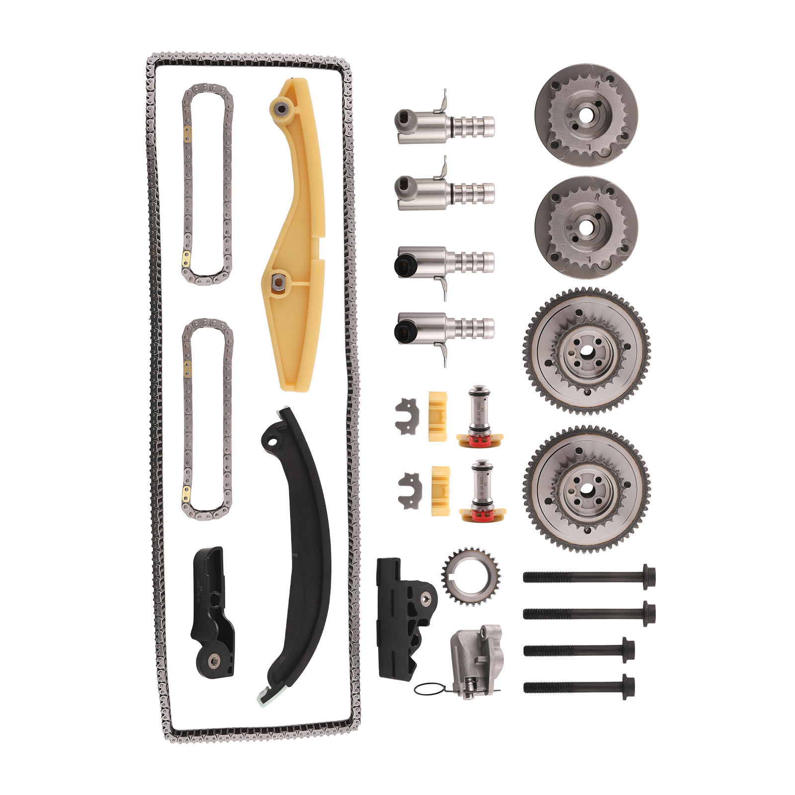 Timing Chain Kit + 4PCS VVT Solenoid for Ford F-150 TAURUS 3 Lincoln AT4Z6C526B