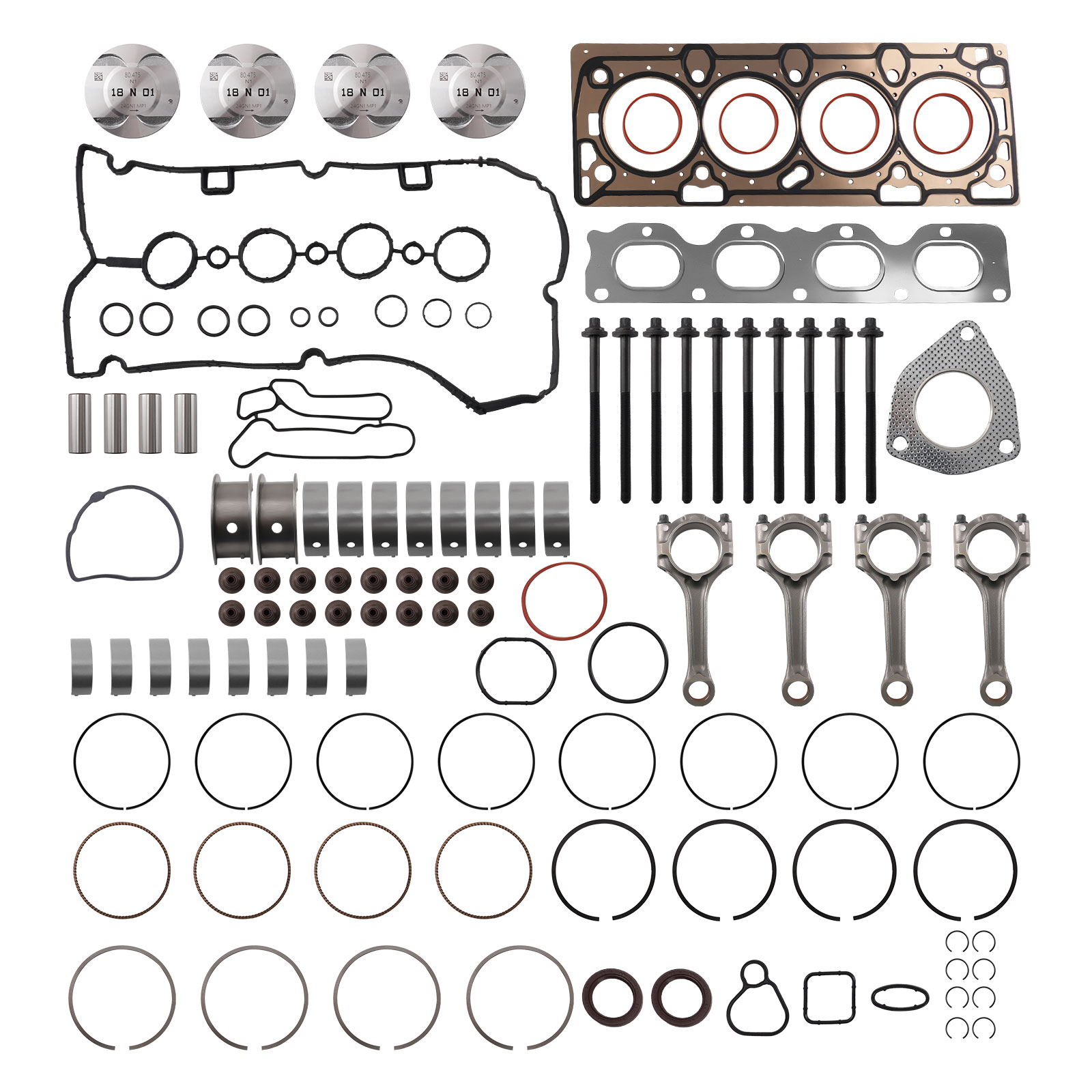 Engine Rebuild For 12-17 Chevrolet Cruze 1.8L Gasket Piston Bearing ConRod Set