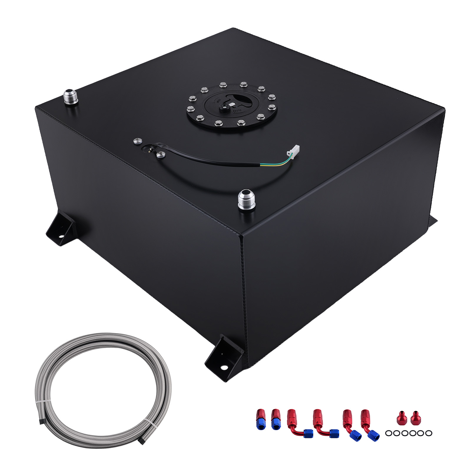 Fuel Tank Kit 15 Gallon Aluminum for Racing Car w/ Cap Level Sender Steel Lines