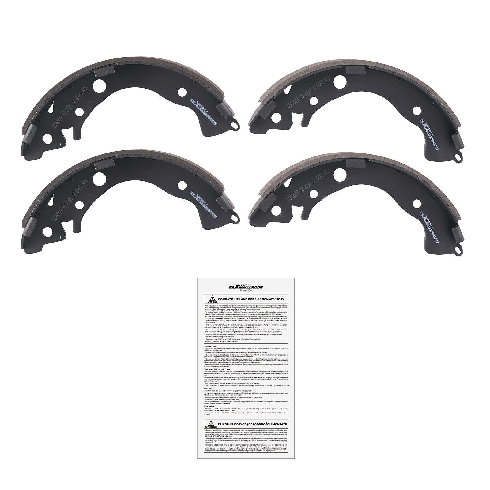 4x Rear Brake Shoes Set for Honda Insight 2010-2014 Civic 2006-2015 SH-913 S913
