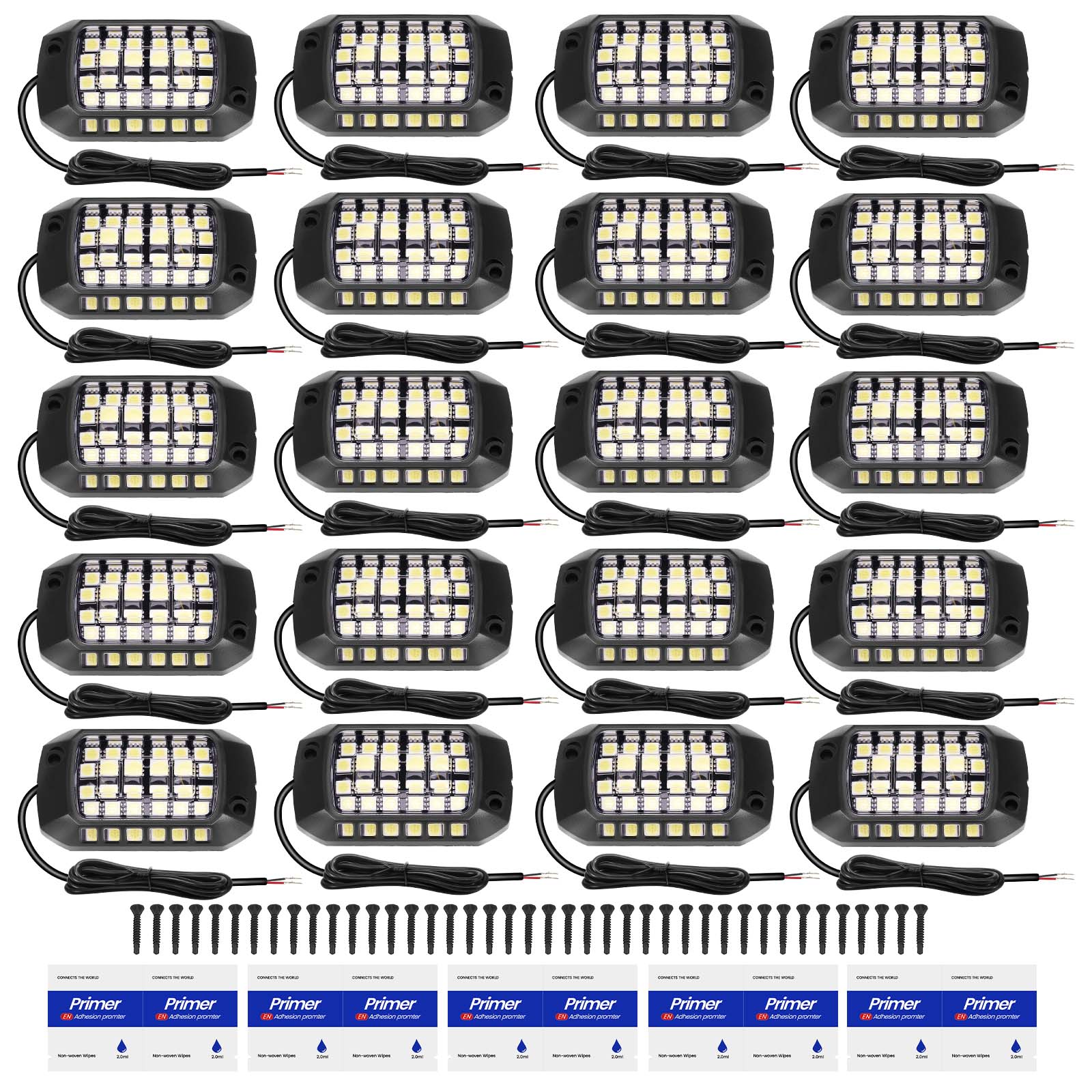 36LED Rock Lights White for Car Truck SUV ATV Jeep 6000K IP67 Underbody 20Pcs