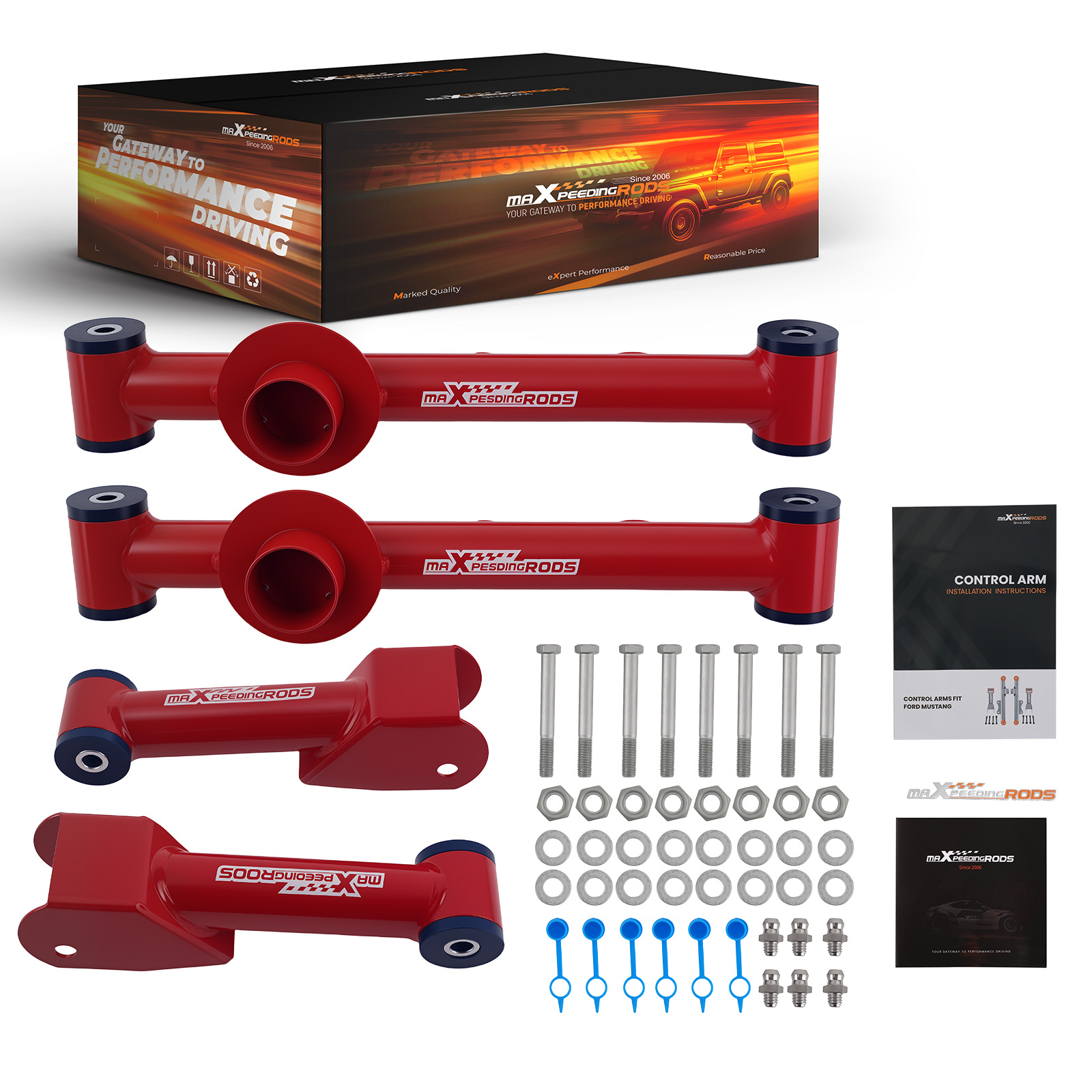 Rear Upper & Lower Tubular Control Arm Kit For Ford Mustang Mercury Cobras 79-04