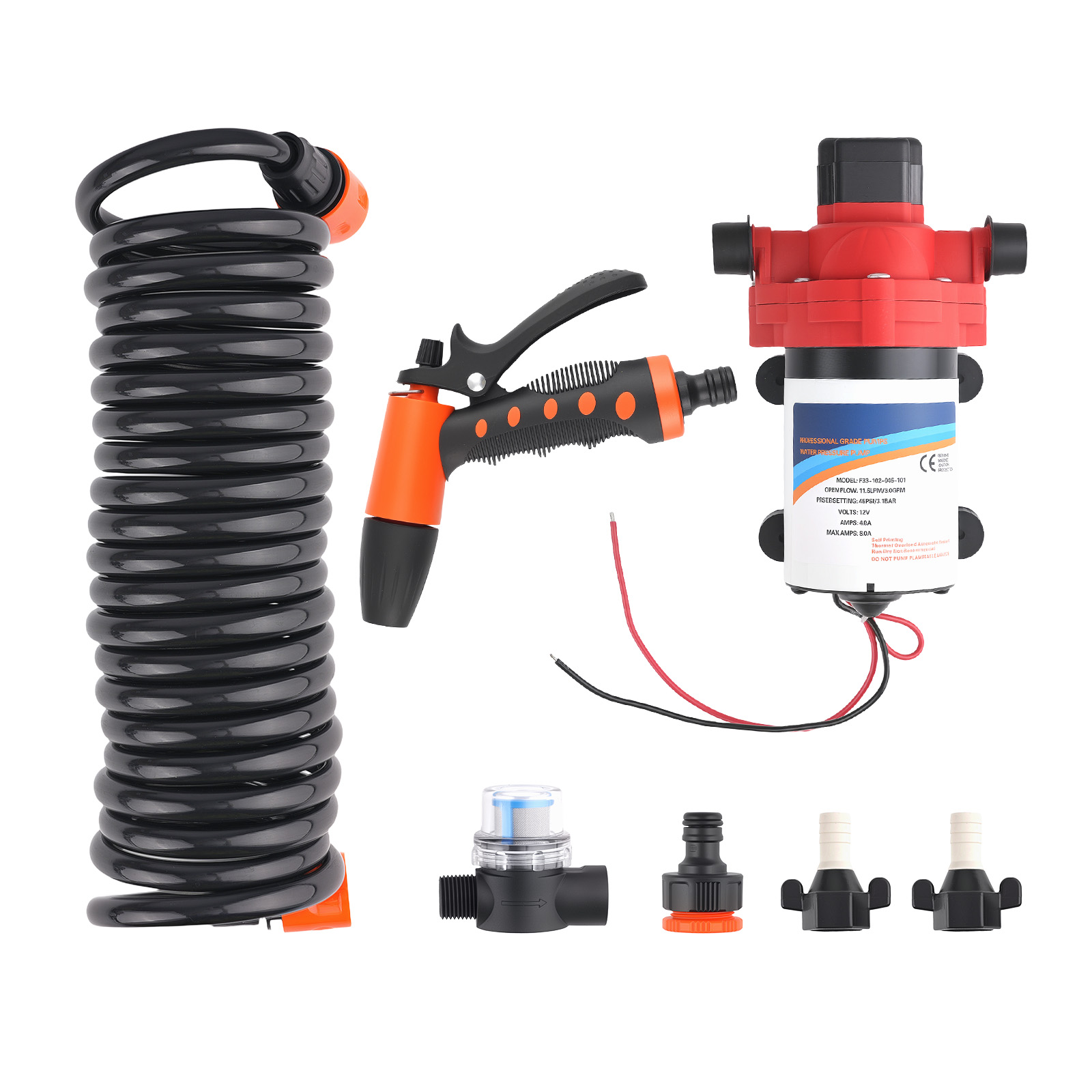 12V Fresh Water Assembly for Marine Boat RV 3GPM 70PSI Washdown Pump Kit