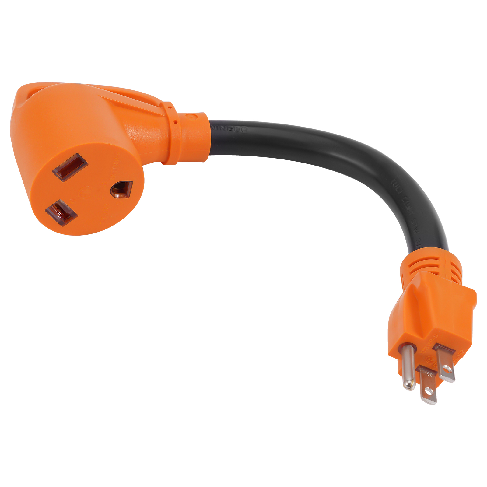 RV Generator Power Adapter Cable 15A-30A 125V Pure Copper Wire Orange 12inch