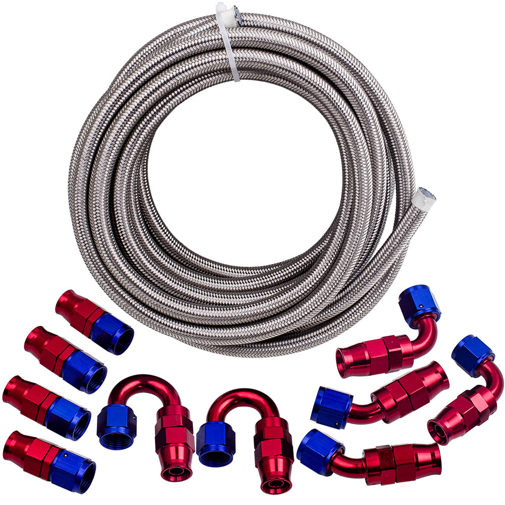 20FT AN8 AN-8 Carburant Tuyau Raccord d'extrémité de tuyau Carburant Ligne Kit