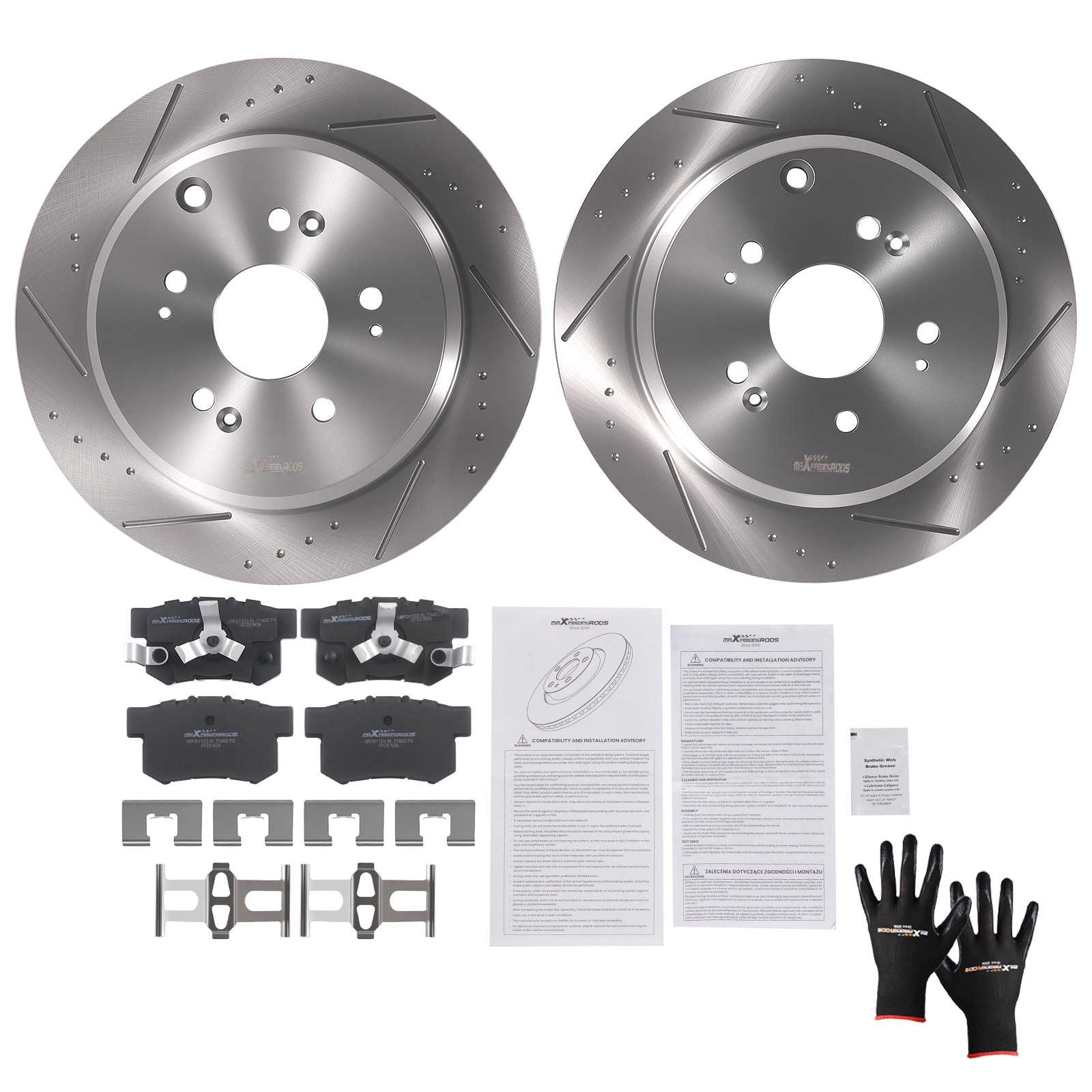 Rear Left&Right Brake Rotors Ceramic Pads for Honda CR-V 05-16  Acura RDX 10-18