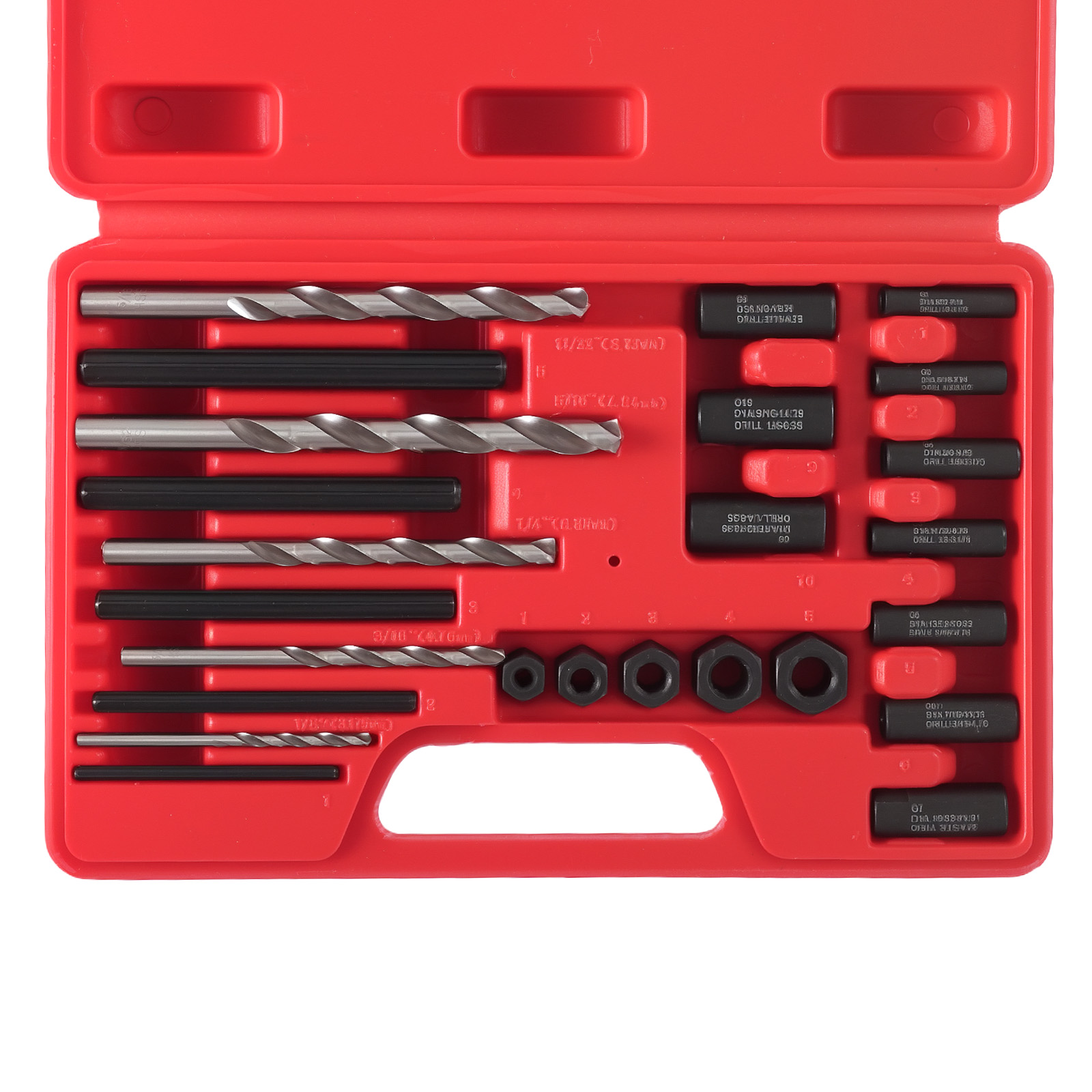 25PC Broken Screw Remover Bolt Extractor Set 5mm-16mm Carbon Steel Tool Kit