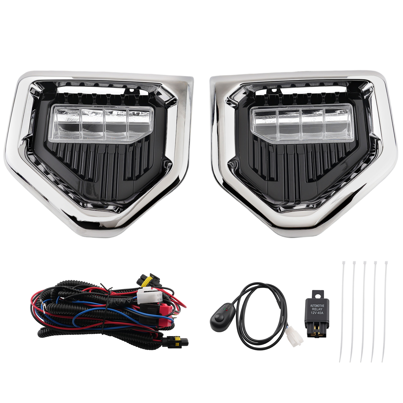 Front LED Fog Lights Lamp For GMC Sierra 1500 2019-2022 Left+Right Pair W/Bezels