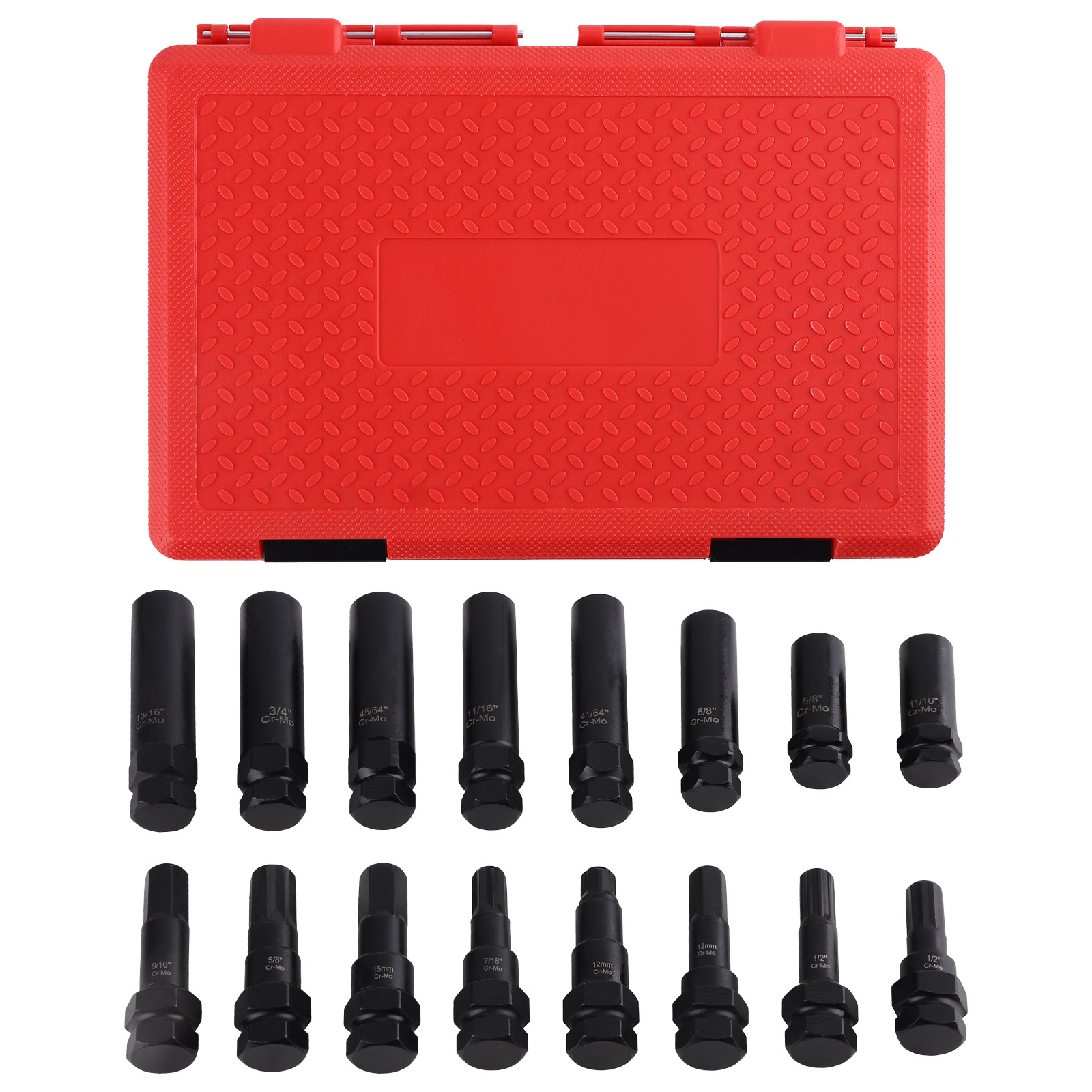 16-Piece Locking Lug Master Key Set, SAE and Metric Wheel Lock Removal Tool Kit