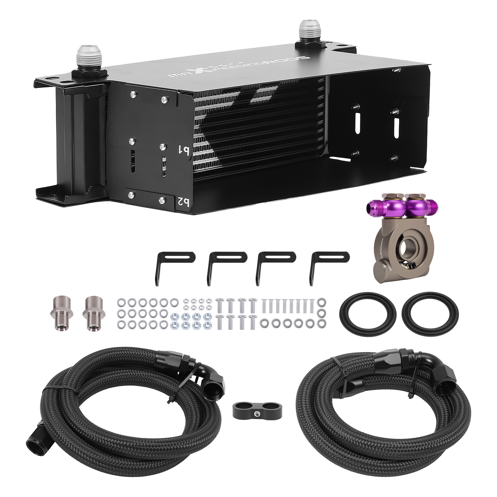 Universal 10AN Oil Cooler Kit 13 Row Transmission Aluminum Thermostatic 10 AN