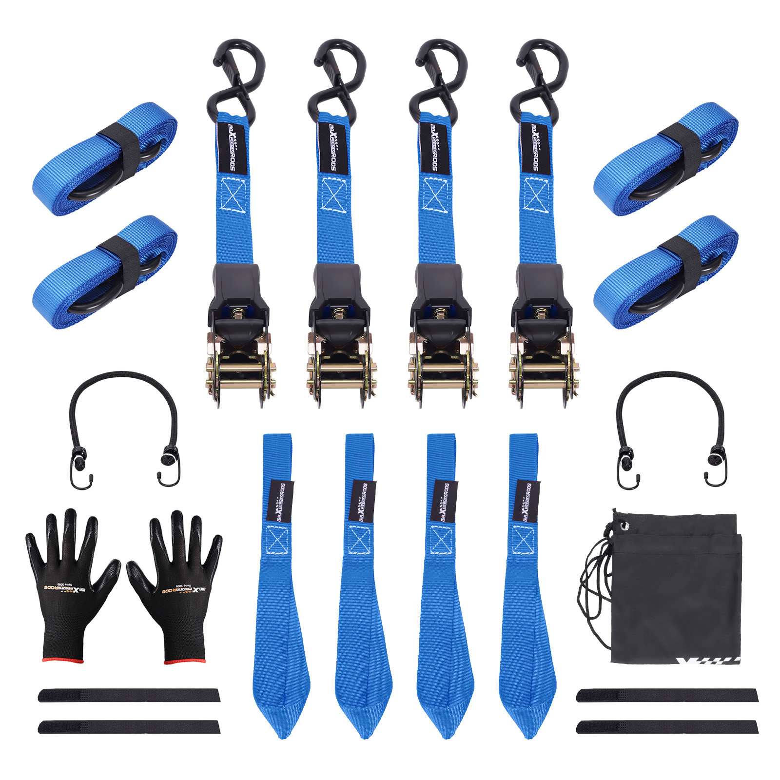 Ratchet Tie Down 4 Pack Set 15ft with S-Hook for Transport for Trailer Truck
