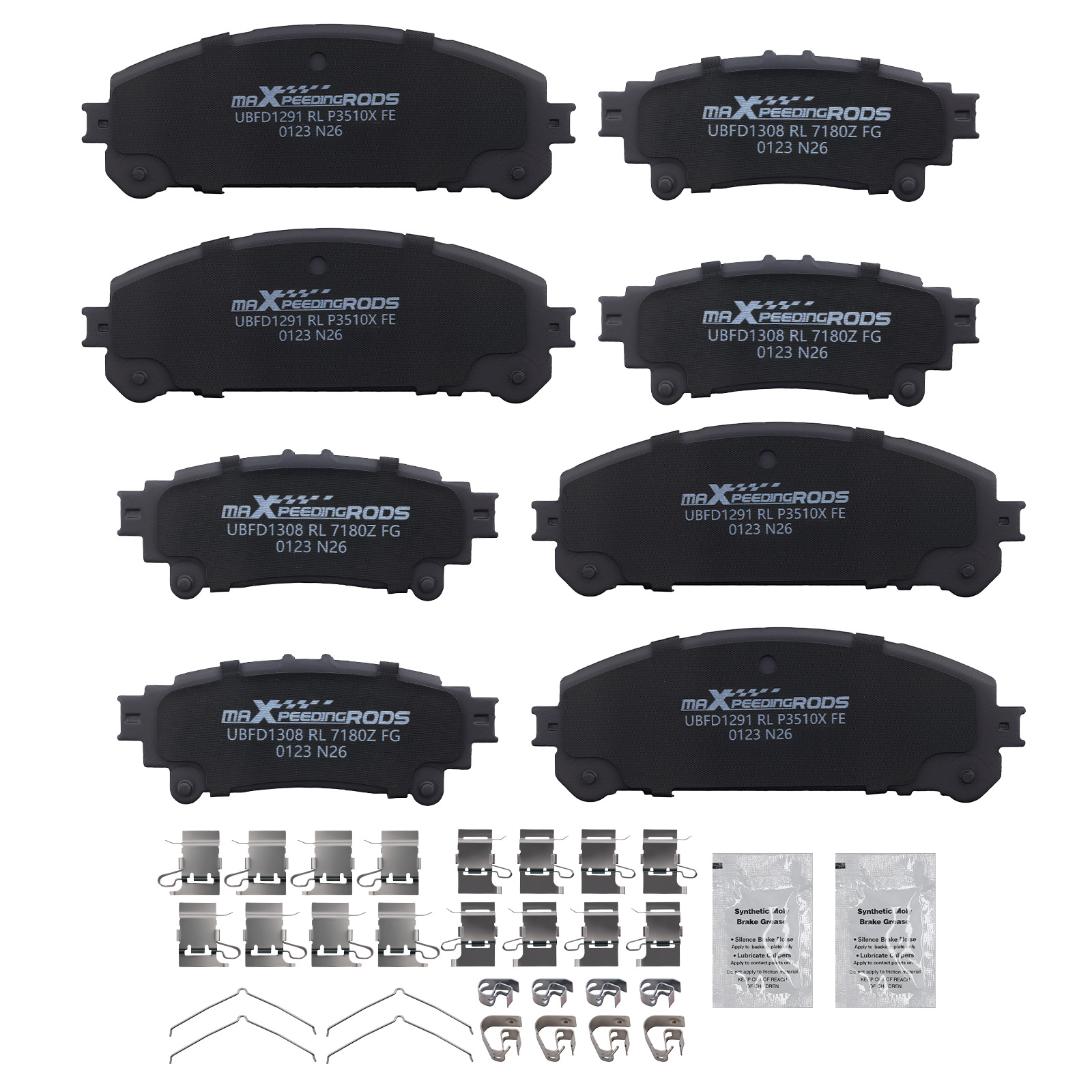 Front Rear Left&Right Brake Pads Kit for Toyota Highlander 2014-20 Sienna 11-24