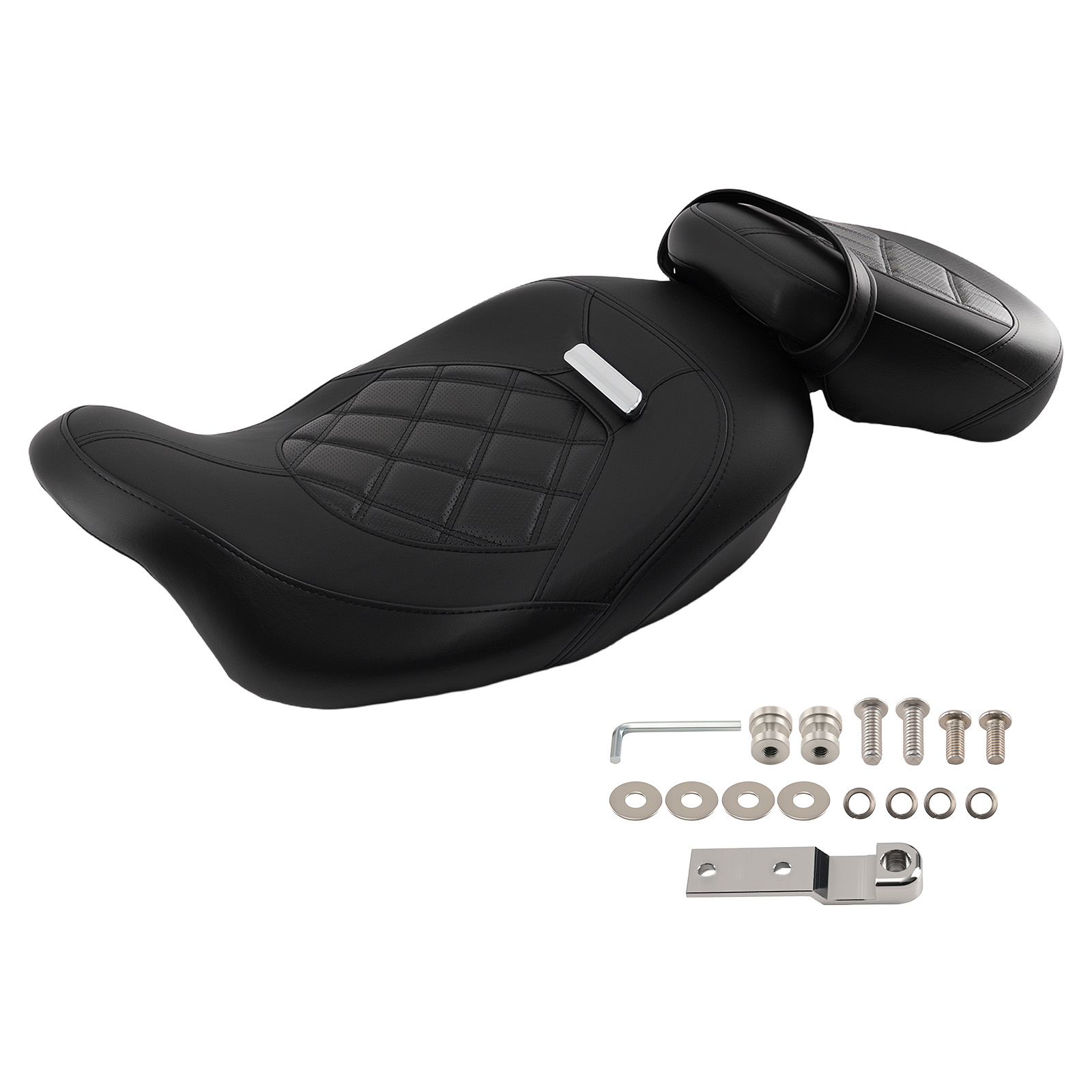 Black Seat Driver Passenger for Harley Touring 2009-Later PU Leather Foam