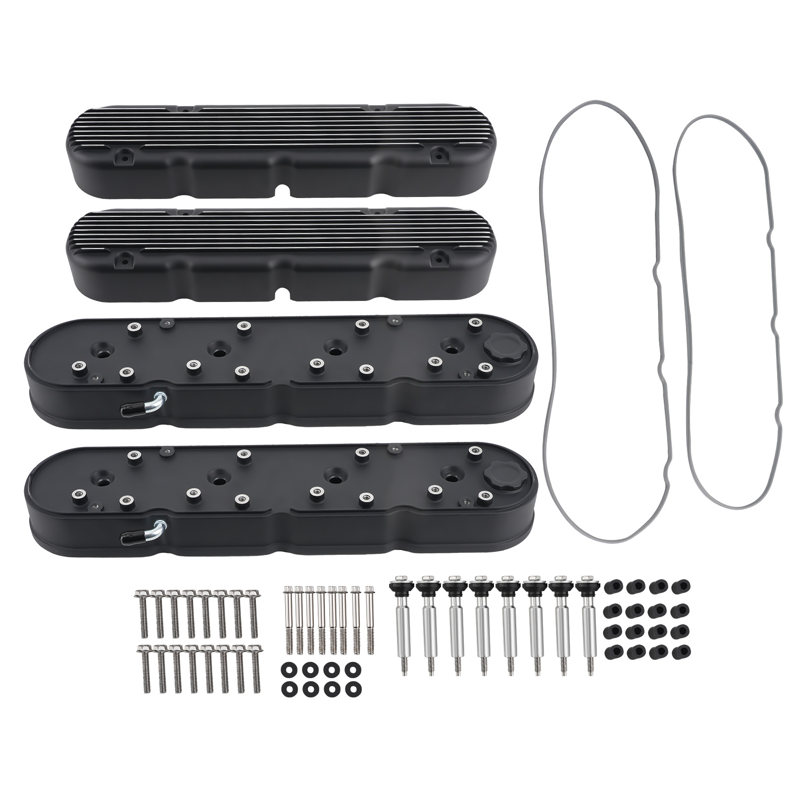 Aluminum finned Valve Covers w/ Coil Mounts & Cover For LS Engines Using JM80822