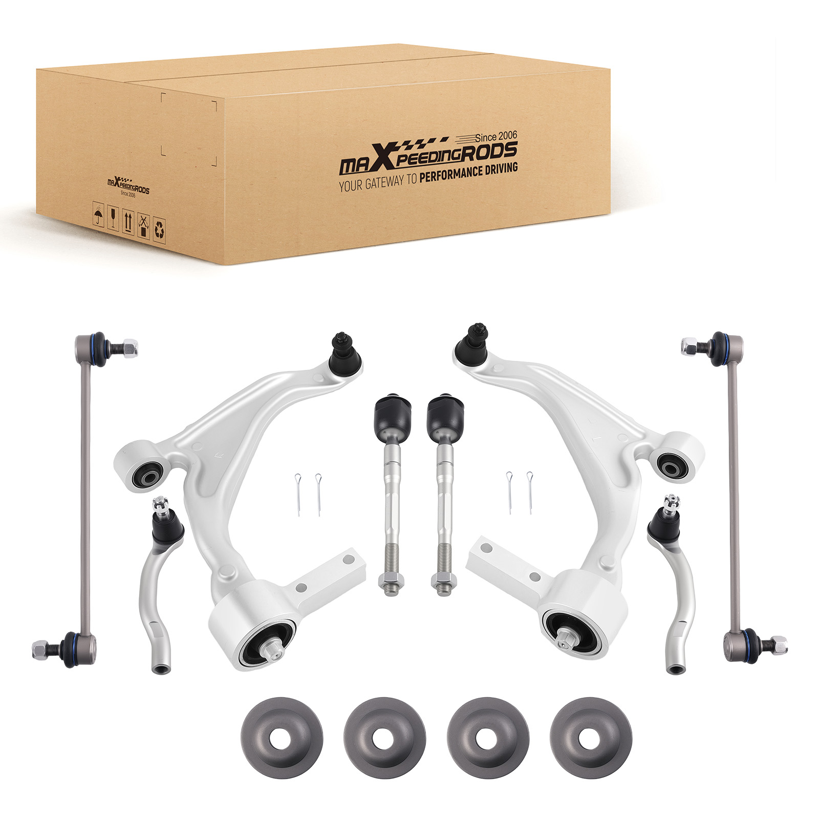 Front Lower Control Arms Sway Bar Links Tie Rods Kit for 2009-2015 Honda Pilot