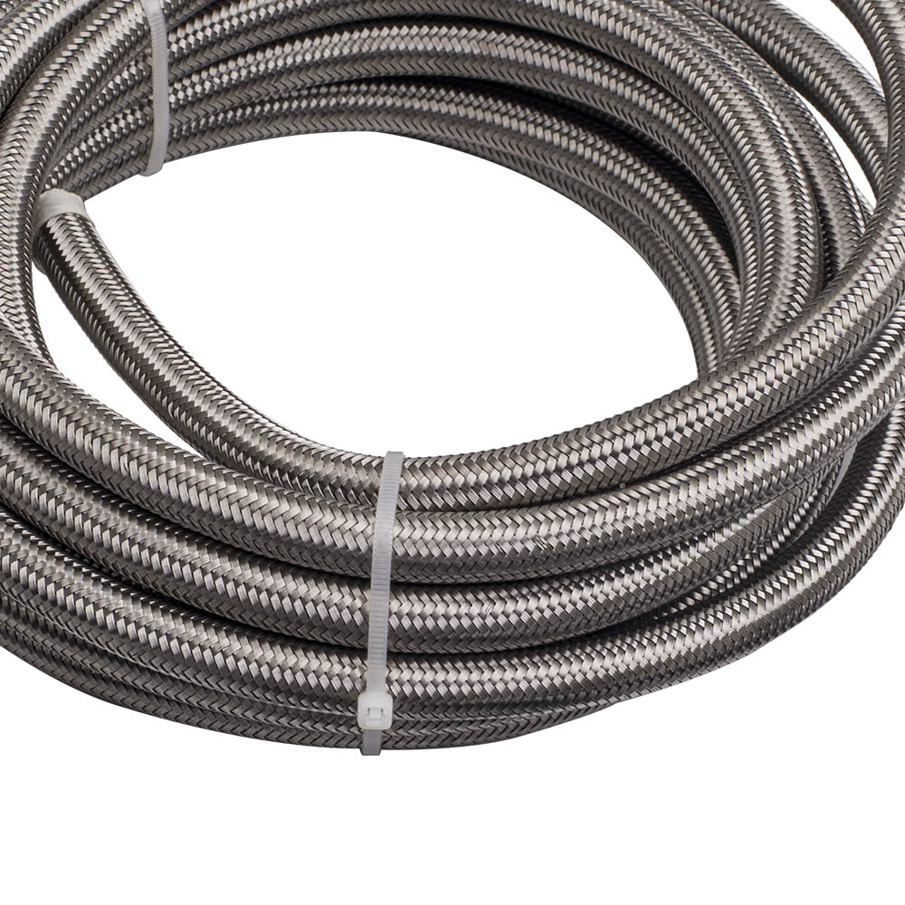 20 Feet AN8 Stainless Steel Braided Oil Fuel Hose Line Kit with 8AN Fittings
