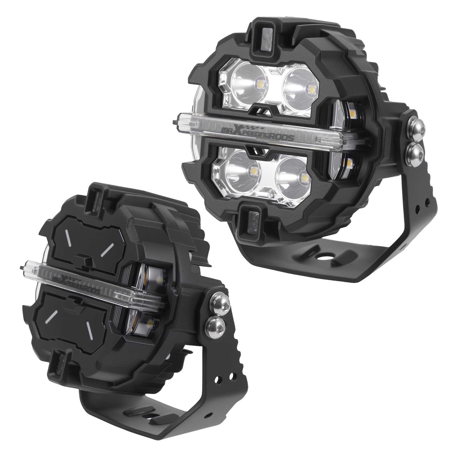 Paar LED Fernscheinwerfer Tagfahrlicht Amber & Weiß 12V for Offroad LKW KFZ IP68