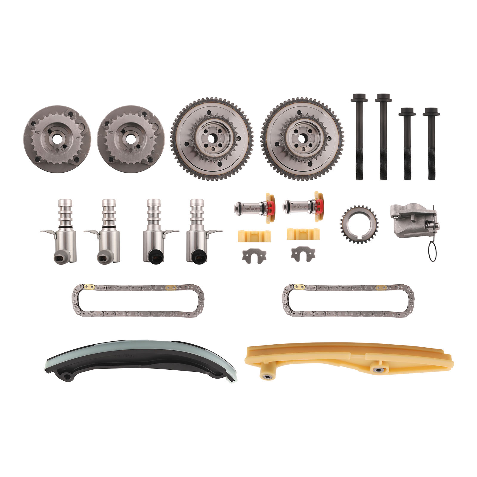 Timing Chain Kit + 4PCS VVT Solenoid for Ford F-150 TAURUS 3 Lincoln AT4Z6C526B