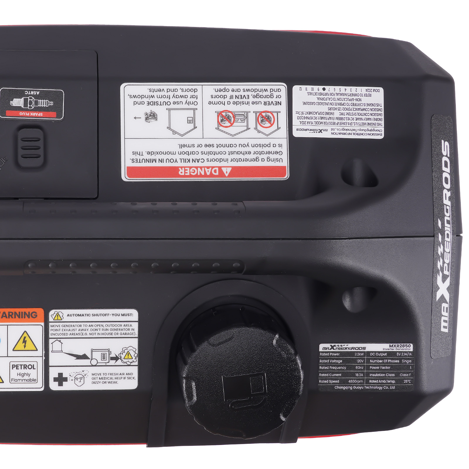2850W Portable Inverter Generator Recoil Start Gasoline Powered 60dB 18kg