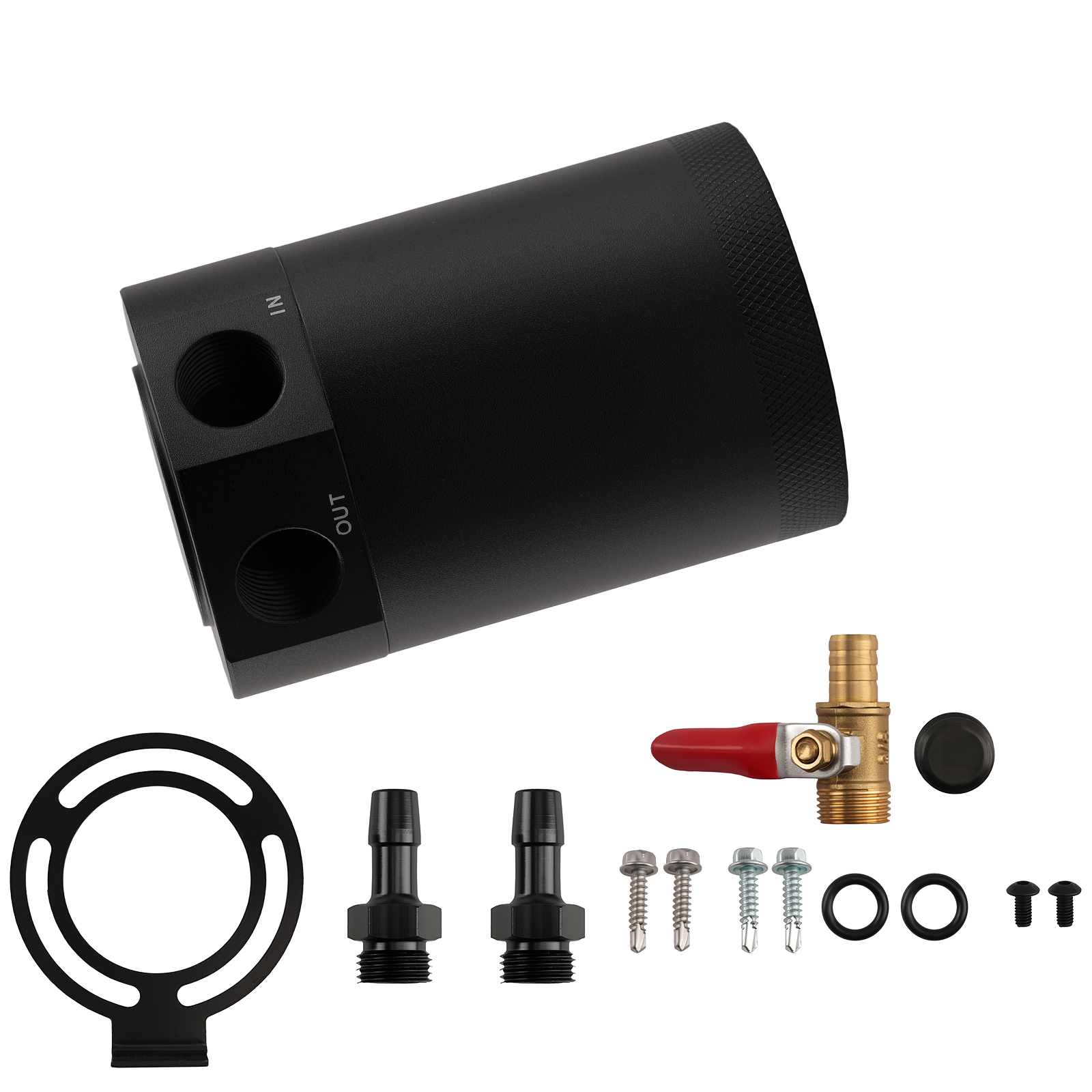 2 Ports Aluminum Oil Catch Can Tank Drain Valve Breather Filter Universal NEUF