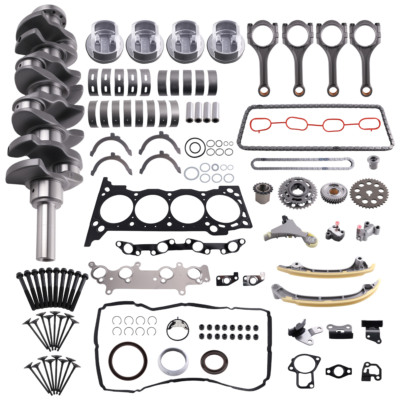 2TR-FE 2.7L Engine Rebuild Piston Gasket Timing Kit w/ Crankshaft Rod For Toyota