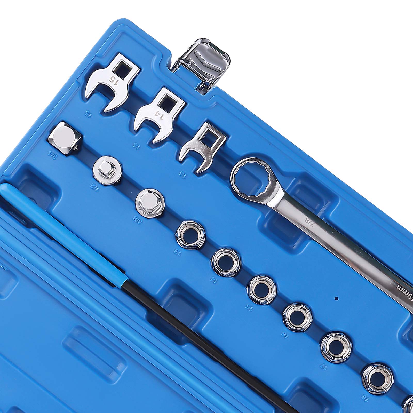 15PC Serpentine Belt Tool Set Ratcheting Wrench Socket Kit with Extension Bar