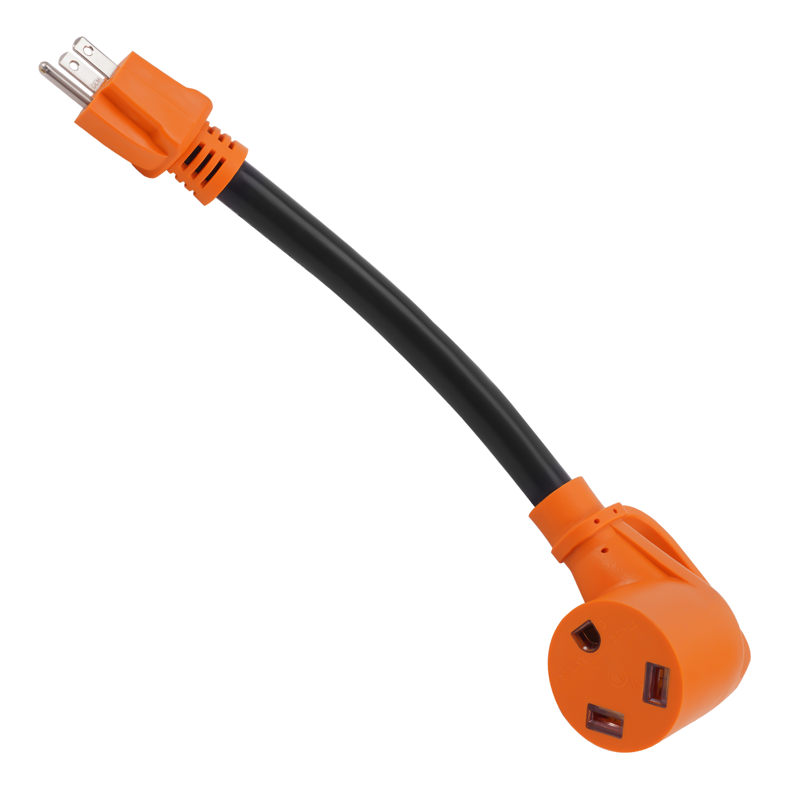 RV Generator Power Adapter Cable 15A-30A 125V Pure Copper Wire Orange 12inch