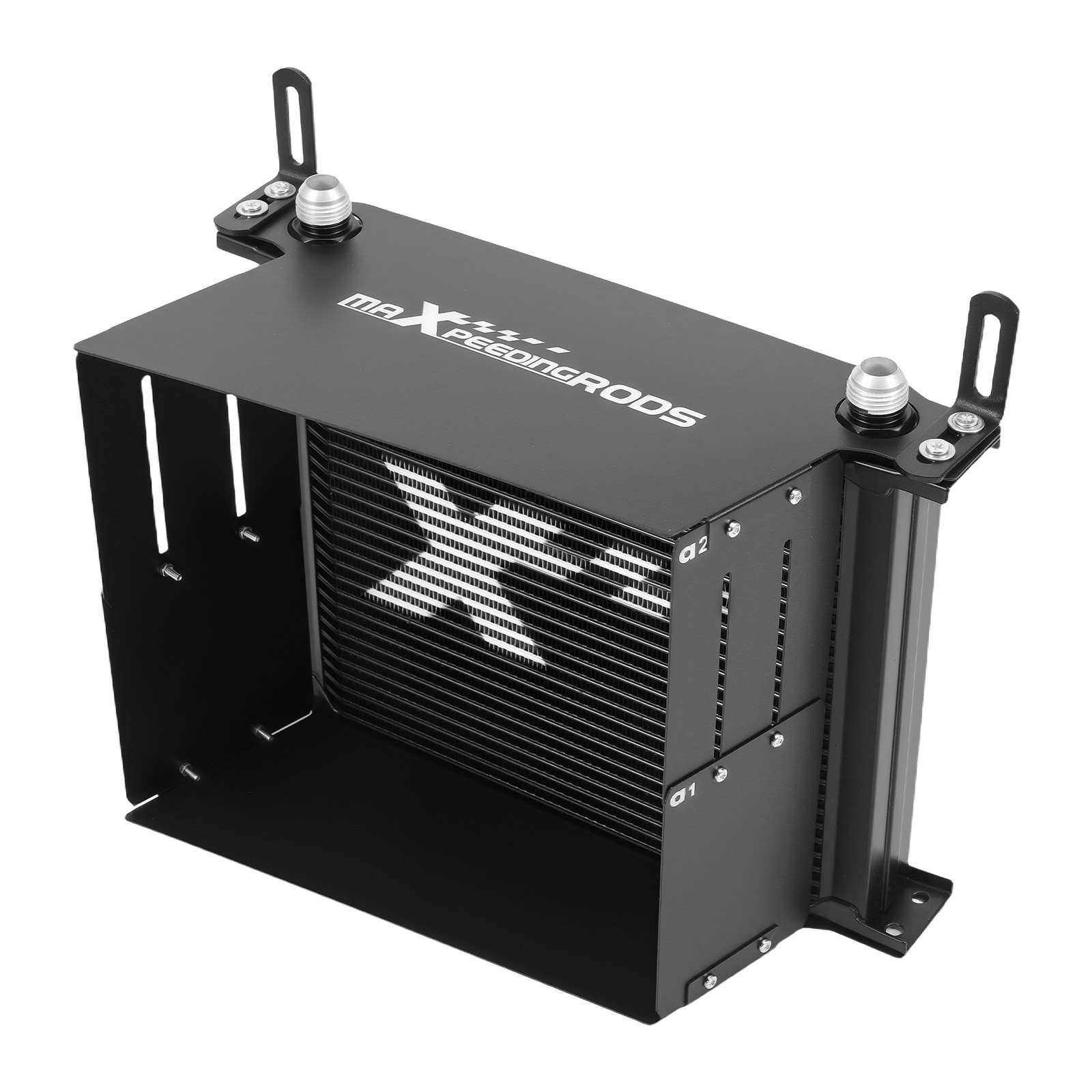 Oil Cooler Kit 30 Row Universal Transmission 10AN Aluminum Black Thermostatic