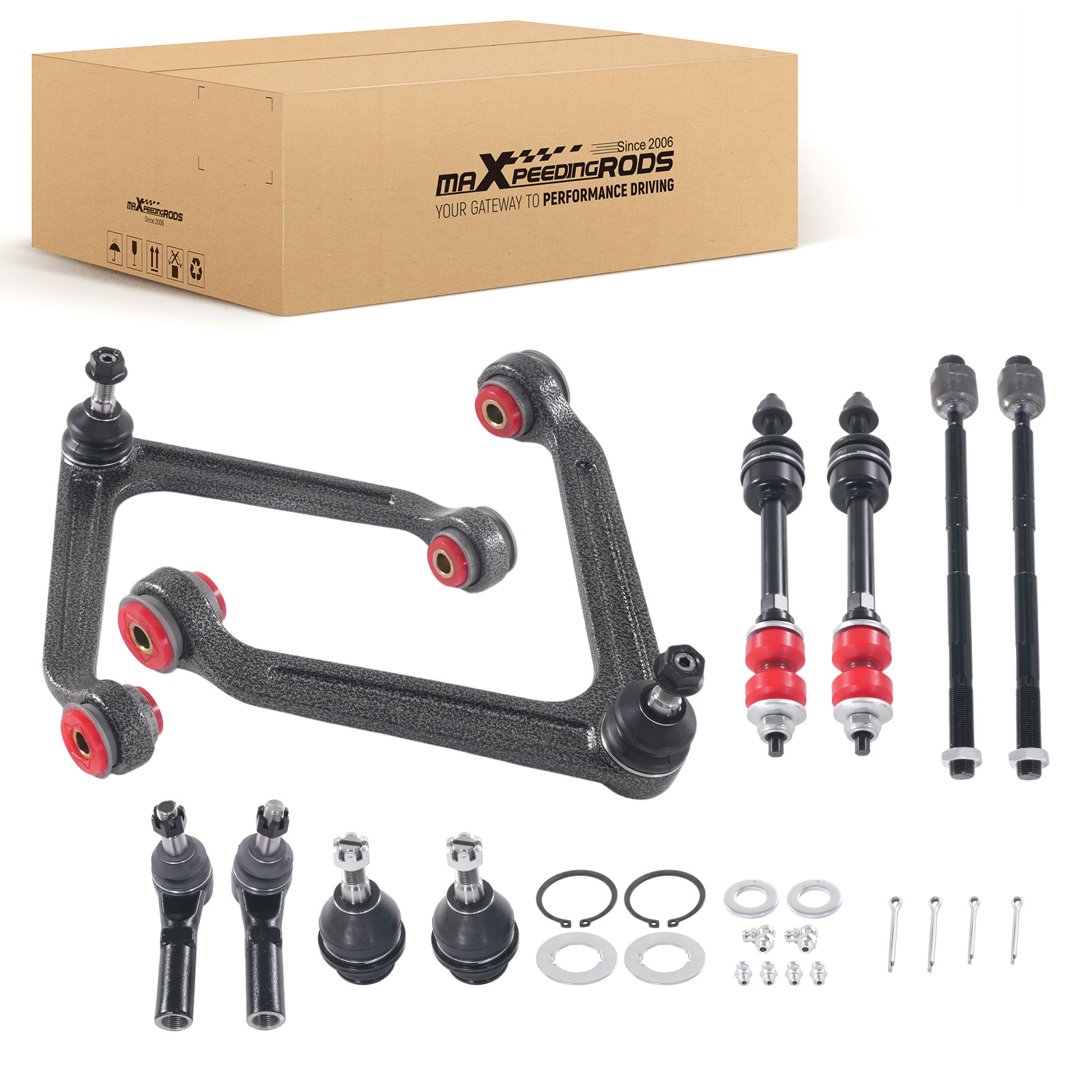 Front Upper Control Arms w/ Poly Bushing Sway Bars for 2002-2005 Dodge Ram 1500