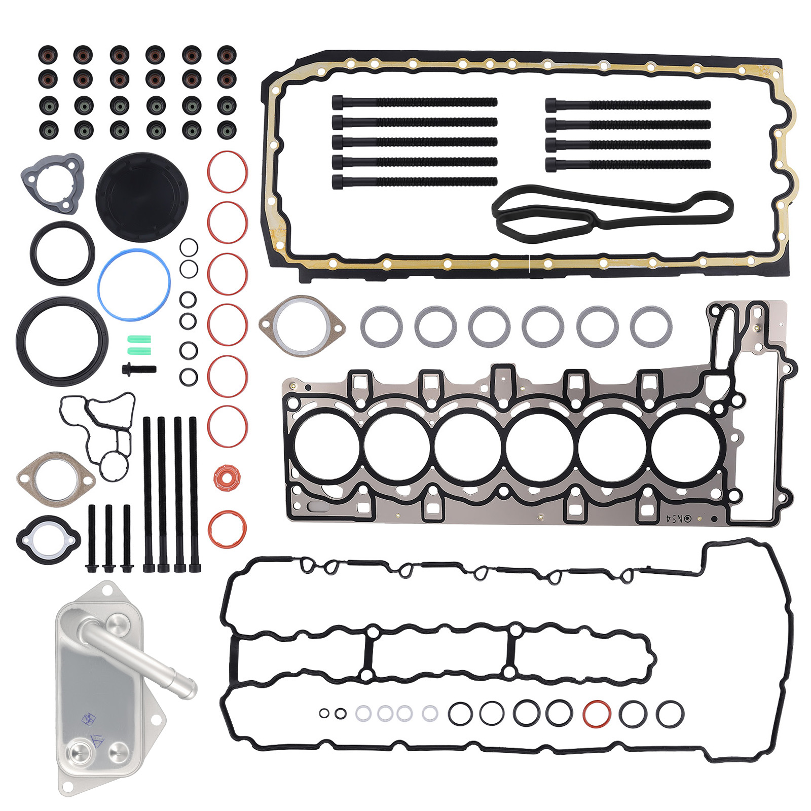 N54 Oil Cooler with Complete Engine Gasket Kit for BMW 128i 2008-2013