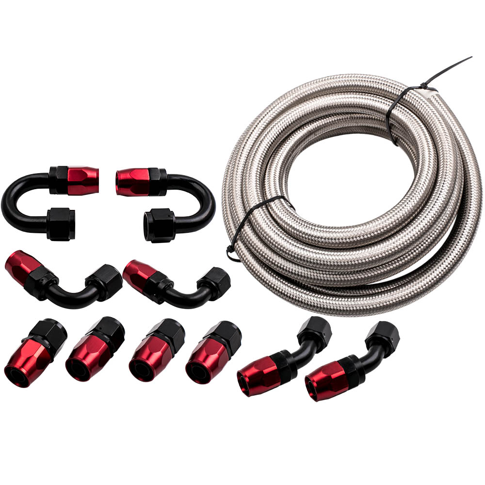 16 FT / 5M Ölkraftstoff Linie Schlauchanschluss Ölleitungssatz  AN10 Fittings