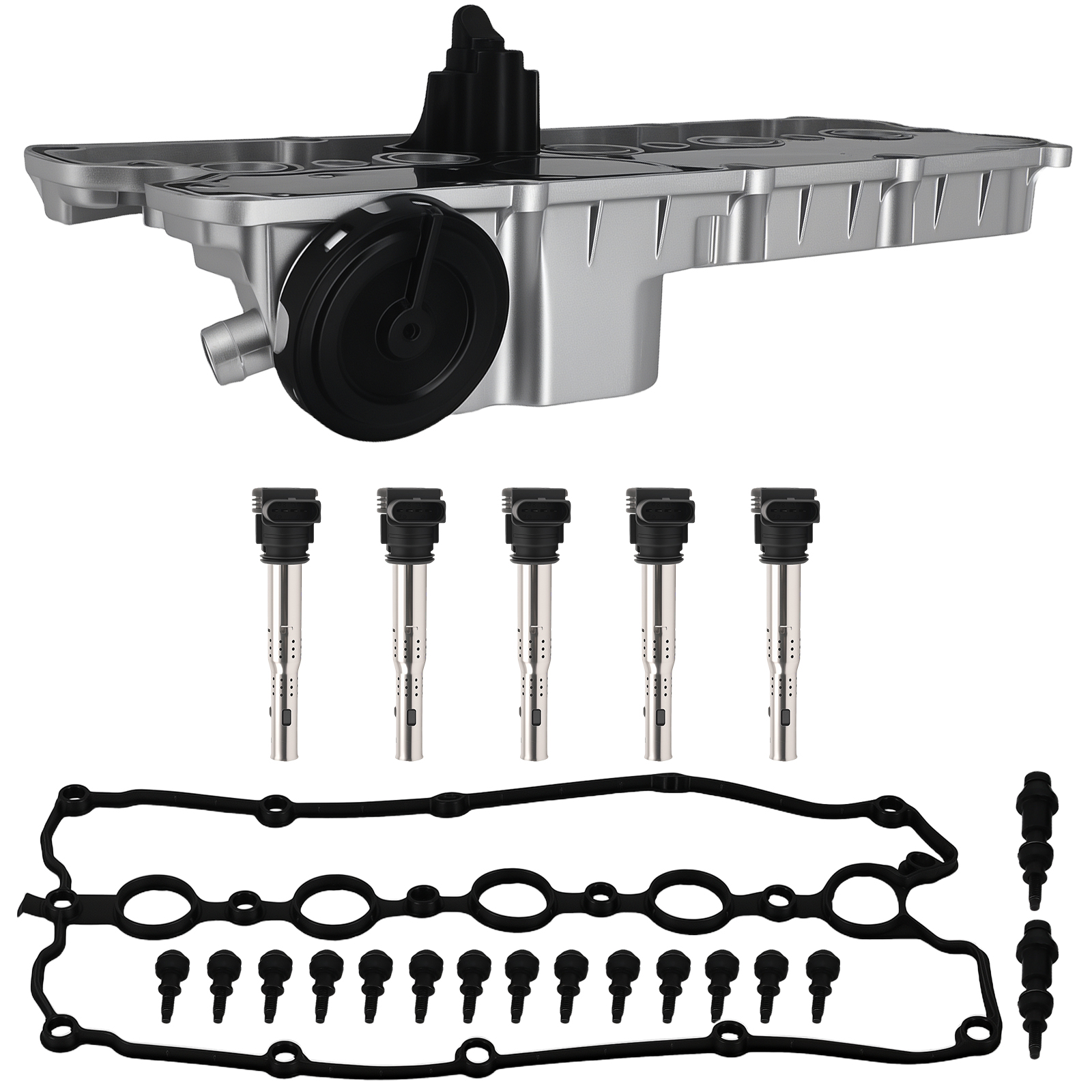 Engine Valve Cover & Ignition Coil Set for VW Jetta Rabbit 2.5L 05-09 CBTA