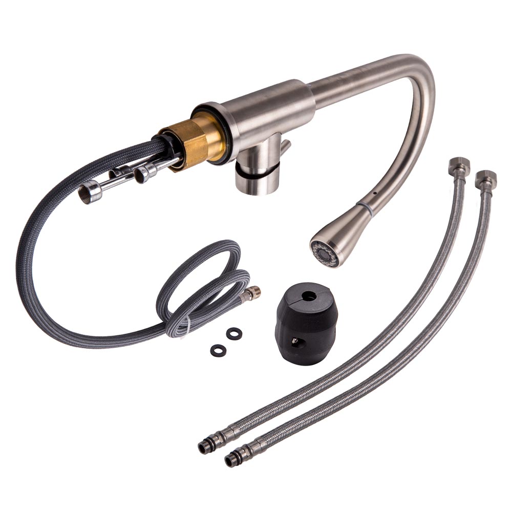 Wasserhahn Küchenspüle 3-Wege-Mischbatterie Ausziehspray 360 ° drehbar