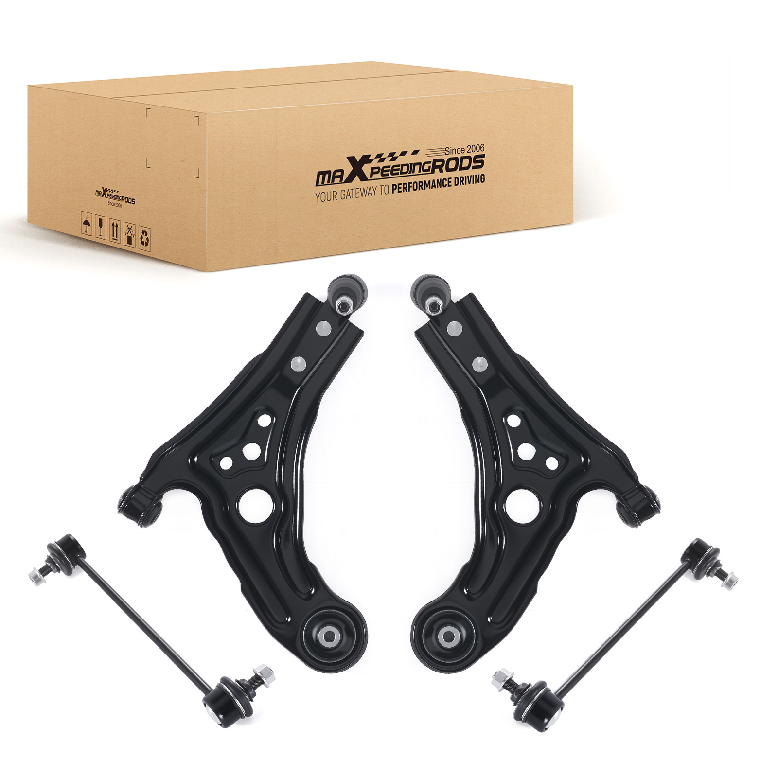4pcs Front Lower Control Arms Sway Bar Links for 2004 2005-2011 Chevrolet Aveo