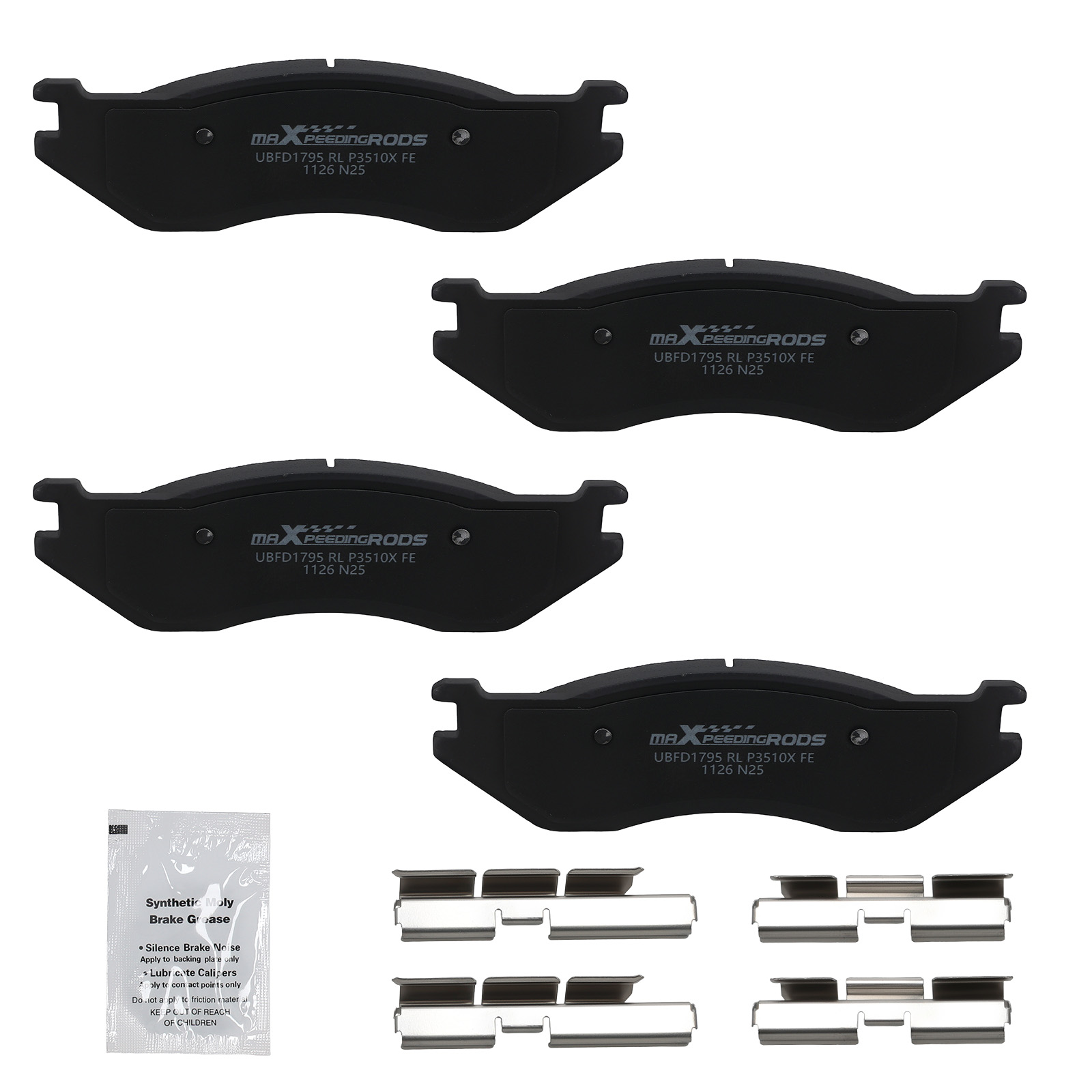 2 Pairs Front L&R Brake Pads Kit for Dodge Ram 1500 2002 2003 2004 2005 D966