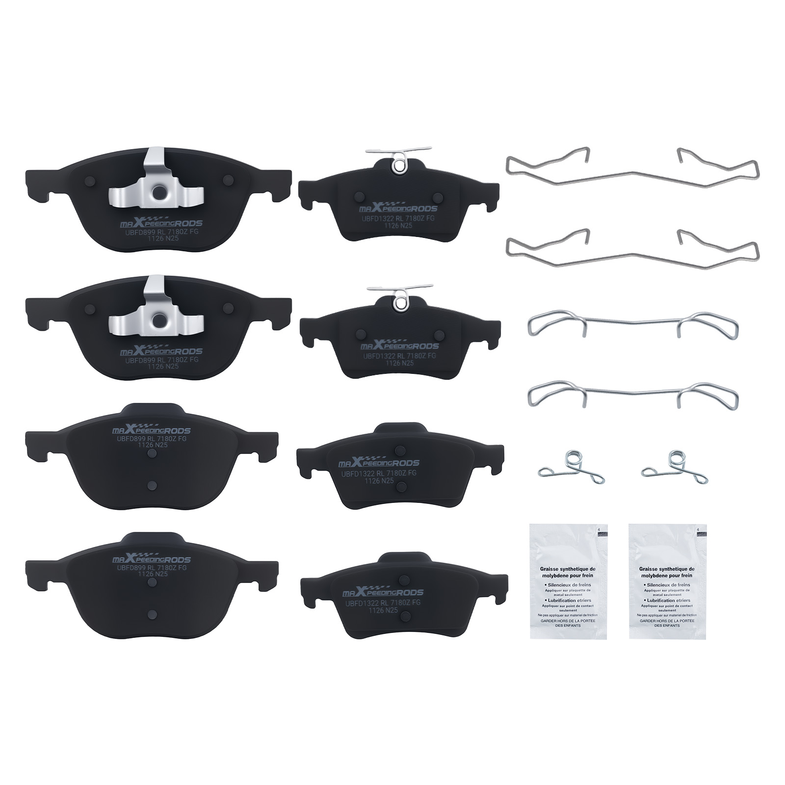 Front Rear L&R Brake Pads Kit for Ford Focus 2012-2018/Escape 2013-2016 D1044