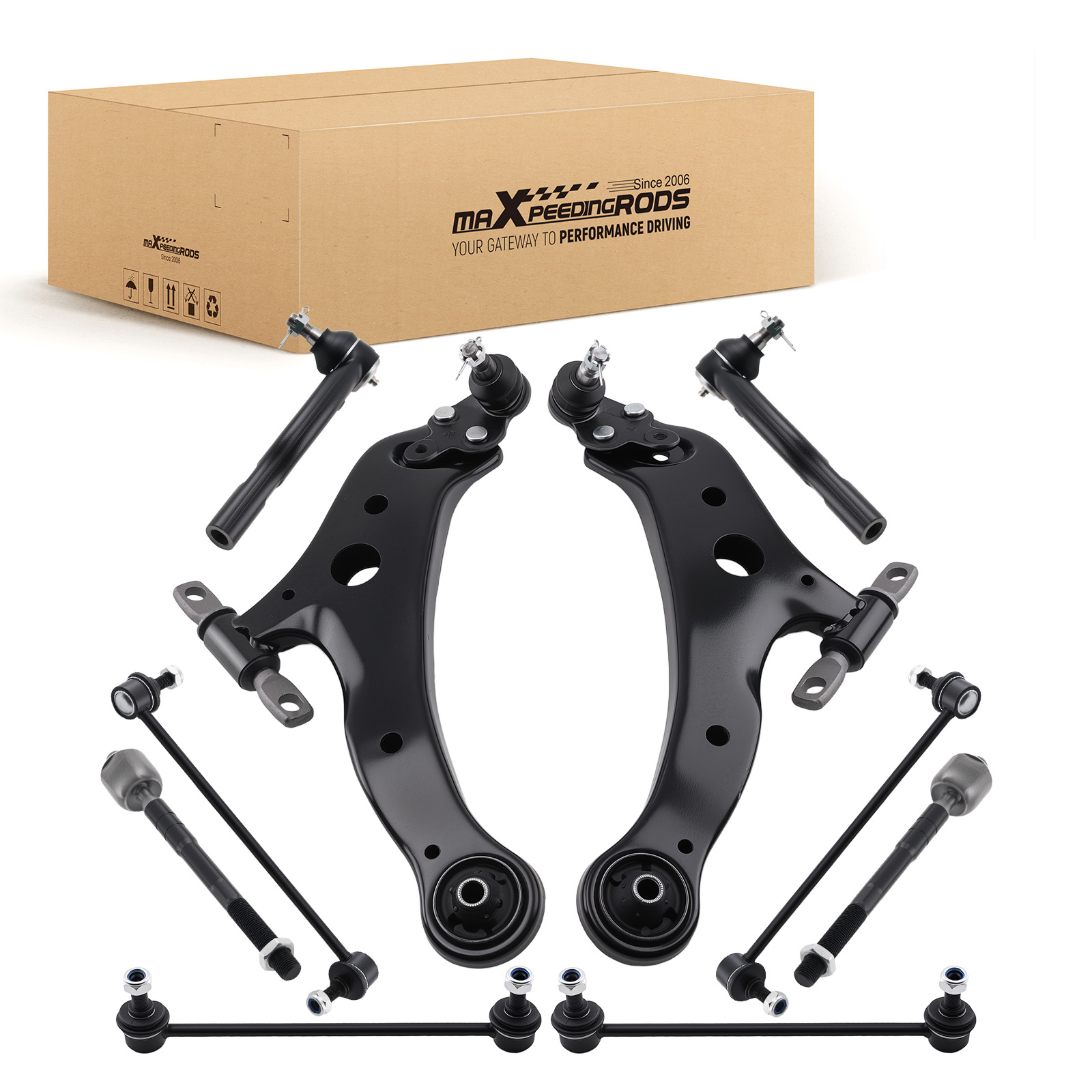 12 Pcs Front Lower Control Arm Tie Rod End Link for Toyota Camry 2007 - 2011