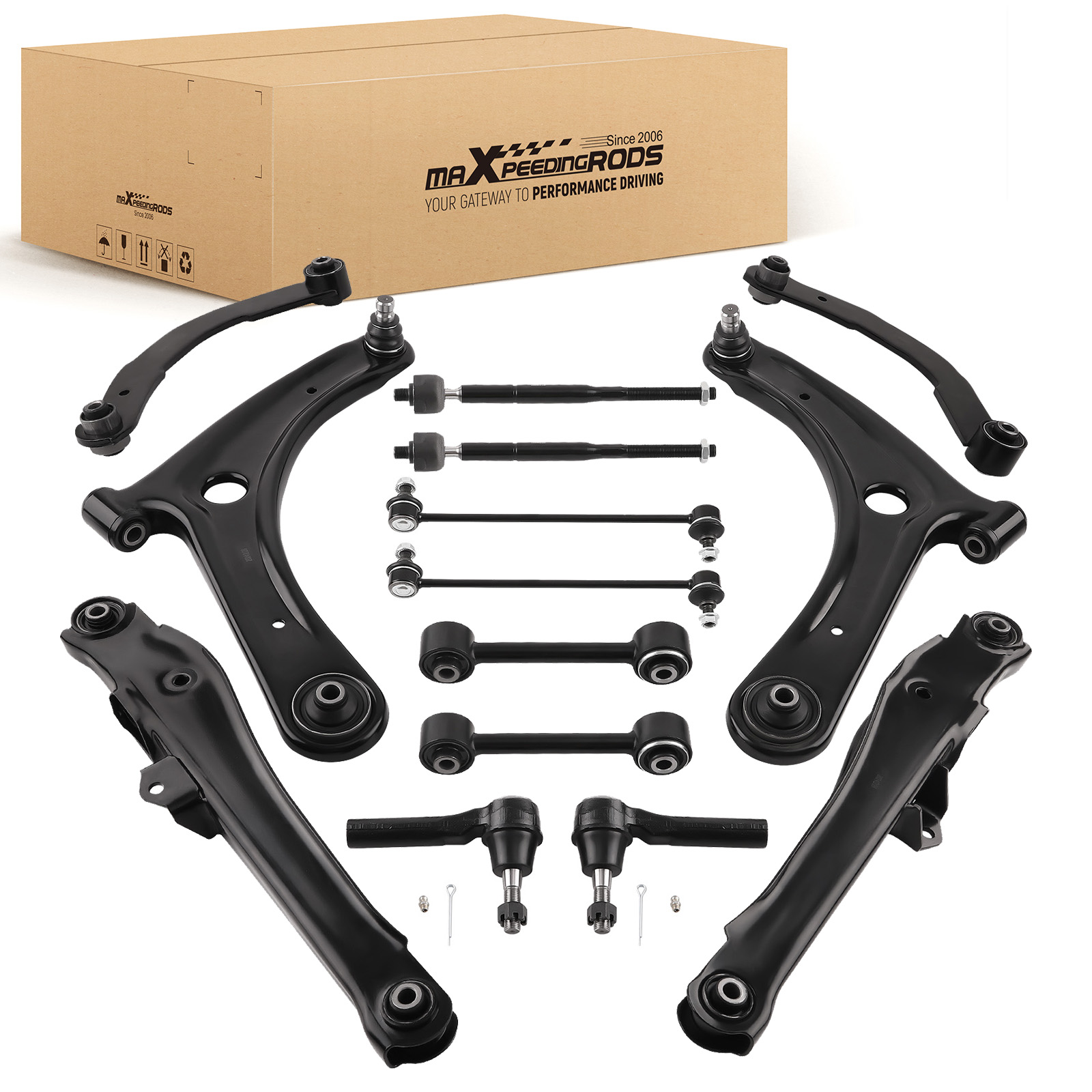 14x Suspension Set Front Rear Control Arms for 2007 - 2017 Jeep Compass Patriot