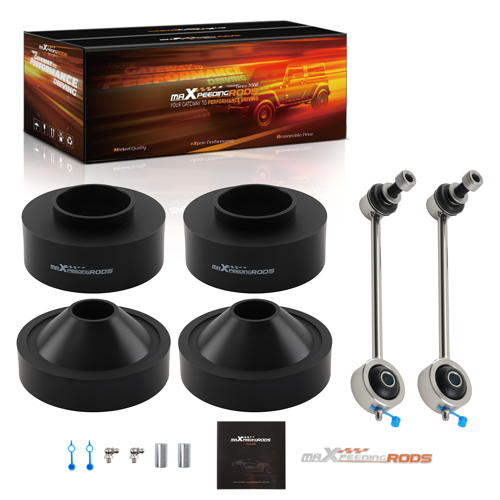 Complete Leveling Lift Spacer Kit for 2007-2018 Jeep Wrangler JK with End Links