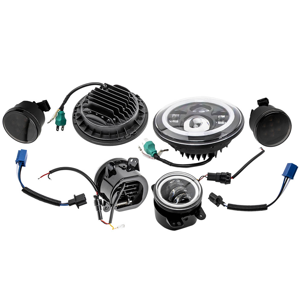 6x LED Headlight Fog Light Turn Signal 7''LED Lamp For Jeep Wrangler JK 2015-16